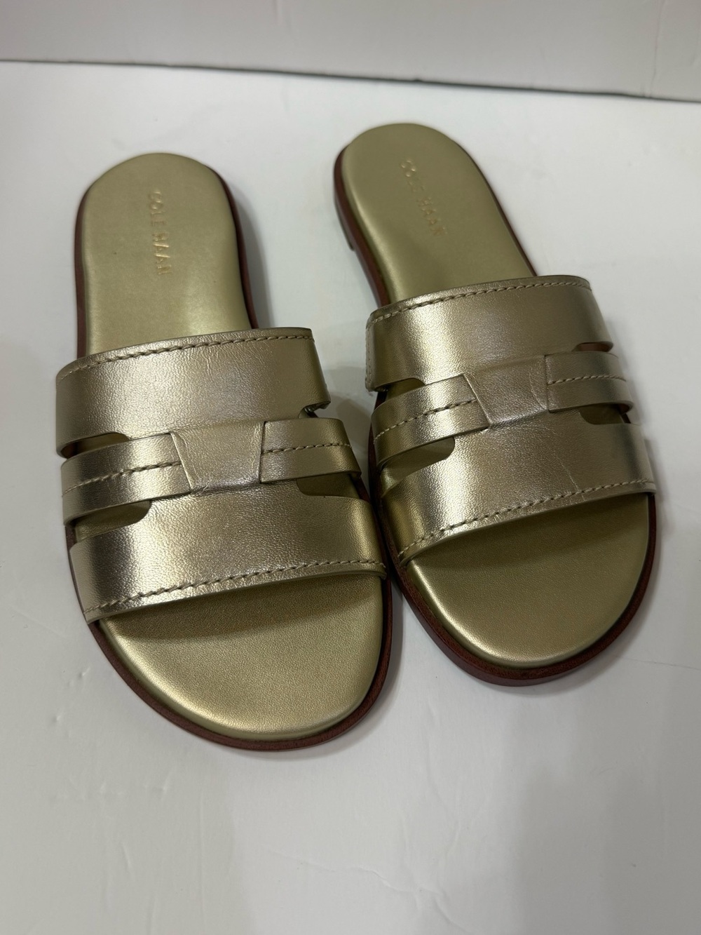 Cole Haan Flynn Slotted Soft Gold Slides